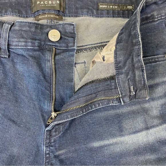 PacSun: Men's Active Stretch Skinny Dark Wash Denim Jeans Full Length Size 32X34 - Picture 3 of 6